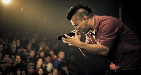 Kaboose performing live at Flavor Fest in front of a packed audience.