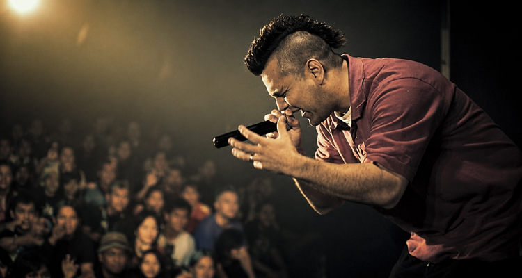 Kaboose performing live at Flavor Fest in front of a packed audience.